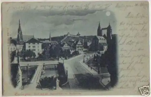 14242 Mondscheinkarte Esslingen Angnesbrücke 1899
