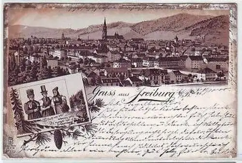 17900 Ak Lithographie Gruss aus Freiburg 1900