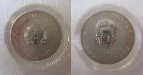 DDR Gedenk Münze 5 Mark Kurt Tucholsky 1990 Stempelglanz (168153)