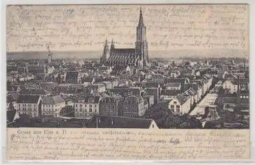 46001 Ak Gruß aus Ulm an der Donau Totalansicht 1905