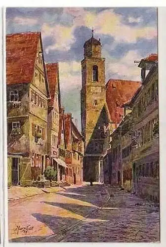 37787 Künstler Ak Dinkelsbühl Turmstraße um 1920