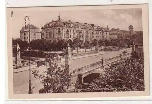 21477 Ak Bayreuth Partie an der Ludwigsbrücke um 1922