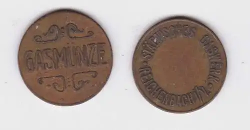 Messing Gasmünze Städtisches Gaswerk Reichenbach im Vogtland um 1920 (138182)