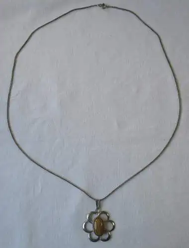 elegante 900er Silber Kette mit 835er Silber Schmuckstein Anhänger (111510)