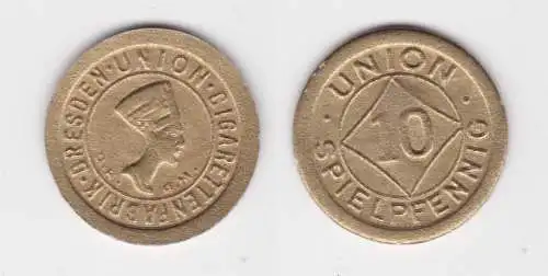 10 Spielpfennig Münze Pappe Dresden Union Cigarettenfabrik (102664)