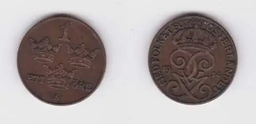 1 Öre Kupfer Münze Schweden 1914 ss+ (138135)