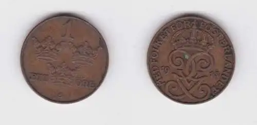 1 Öre Kupfer Münze Schweden 1915 ss+ (132218)