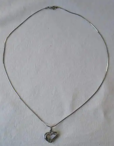elegante 925er Sterling Silber Kette mit Schmuckstein Herz Anhänger (118287)