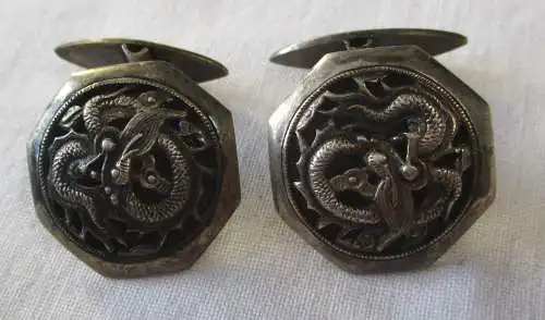 elegante 900er Silber Manschettenknöpfe mit chinesischem Drachen (101612)