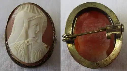 stilvolle Brosche aus Achat Kamee mit Bildnis der heiligen Maria (109212)