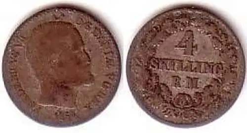 4 Skilling Silber Münze Dänemark 1854