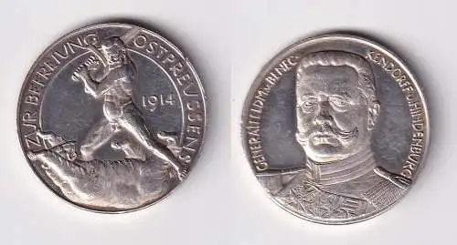 Silber Medaille Hindenburg zur Befreiung Ostpreussens 1914 Stgl. (147250)