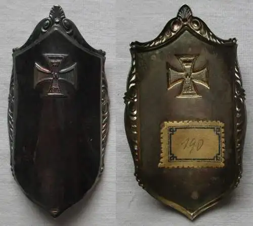 rarer versilberter Fahnen Stocknagel Militärverein mit Eisernem Kreuz (105199)