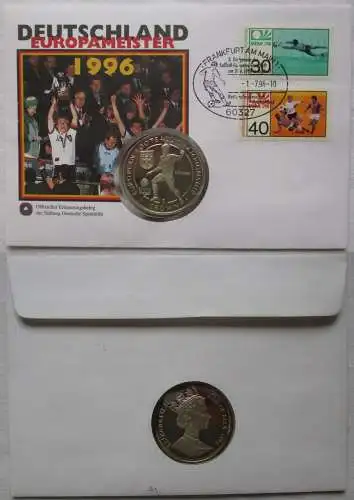 Numisbrief 1 Crown Isle of Man 1996 AG Fußball EM Sieger Deutschland (112700)