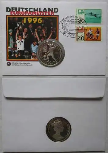 Numisbrief 1 Crown Isle of Man 1996 AG Fußball EM Sieger Deutschland (119756)