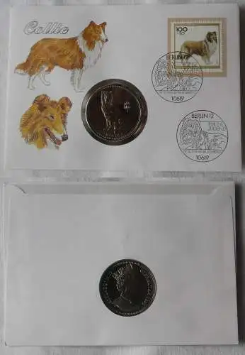 Numisbrief mit 1 Róyal Münze Gibraltar 1995 Collie in Stempelglanz (115124)