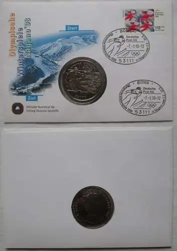 Numisbrief mit 1 Crown Gibraltar Olympiade Japan 1998 Stempelglanz (123419)