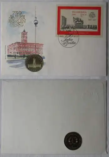 DDR Numisbrief mit 5 Mark 750 Jahre Berlin Rotes Rathaus 1987 (123462)
