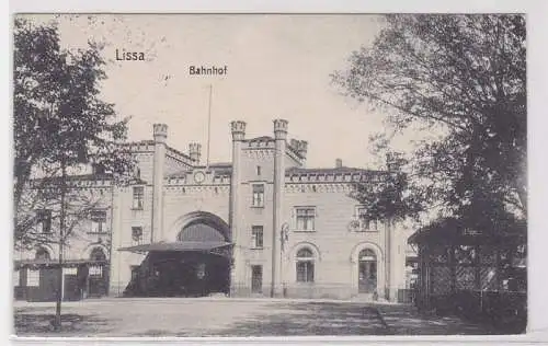 80754 Feldpost Ak Lissa Leszno Bahnhof 1918