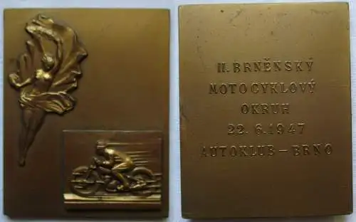 seltene Plakette Motorradrennstrecke Brünn 22.6.1947 Motor Club Brno (144686)