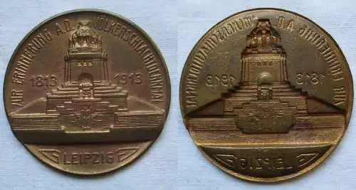 Bronze Medaille Leipzig Erinnerung a.d. Völkerschlachtdenkmal 1813-1913 (164788)