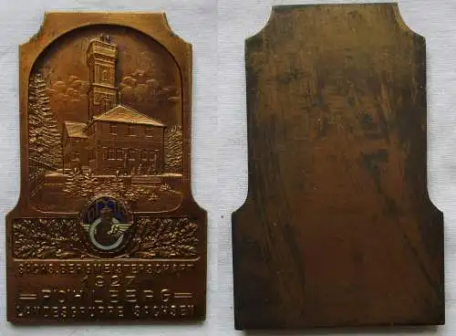 Bronze Plakette sächsische Bergmeisterschaft Pöhlberg L.G. Sachsen 1927 (167209)