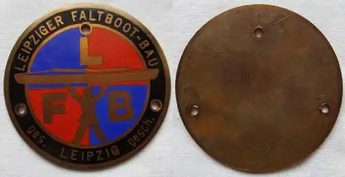 Firmen Plakette Werbung Reklame Leipziger Faltboot Bau ges.gesch.  (166290)