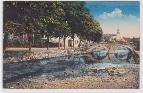 65361 AK Oppurg in Thüringen - Partie an der Brücke, Bahnpost 1917