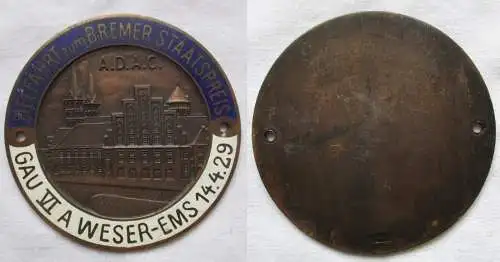 ADAC Plakette Zielfahrt zum Bremer Staatspreis Gau VI. A Weser-Ems 1929 (165957)