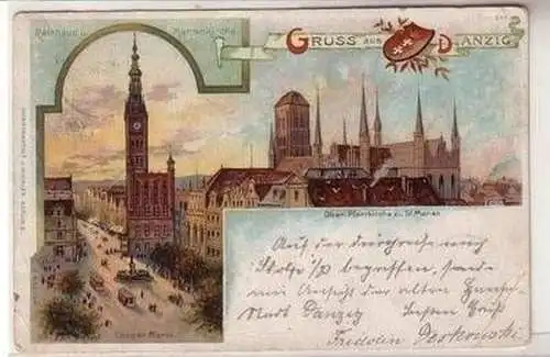 908589 Ak Lithographie Gruß aus Danzig 1899