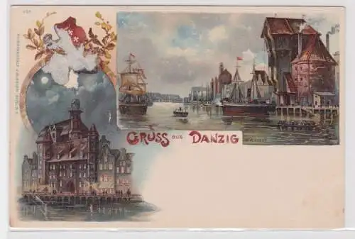 908590 Lithographie Ak Gruss aus Danzig um 1900