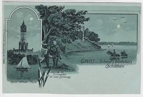53859 AK Gruss aus Schmidt's Wirthshaus Schildhorn - Jaczow im Dankgebet 1928