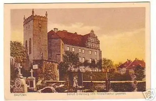 09517 Ak Bautzen Schloß Ordenburg vom Friedhof aus 1925