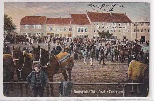 14788 Ak Buttstädt in Thüringen - Ansicht v. Pferdemarkt, Hotel zur Stadt Weimar