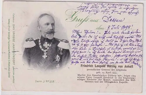 60251 Ak Gruss aus Dessau Porträt Friedrich Leopold Herzog von Anhalt 1898