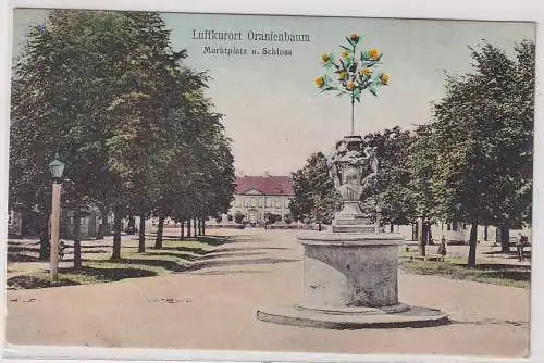 57605 Ak Luftkurort Oranienbaum Marktplatz u. Schloss um 1910