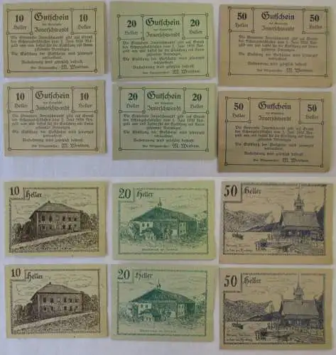 2 x 10, 20 und 50 Heller Banknote Innerschwandt 1920 (169062)
