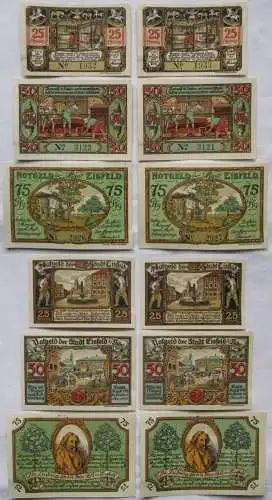 6 Banknoten Notgeld Stadt Eisfeld August 1921 fast kassenfrisch (152208)