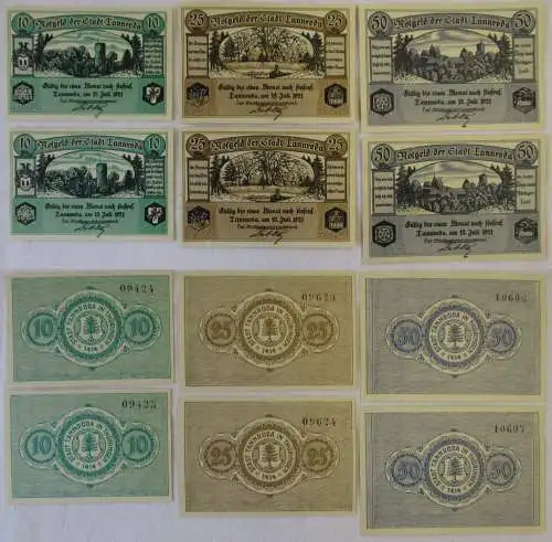 2 x 10,25,50 Pfennig Banknoten Notgeld der Stadt Tannroda 1921 (168626)