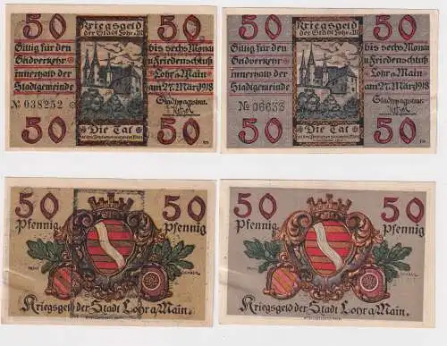 2 Banknoten Kriegsgeld der Stadt Lohr am Main 1918 (168855)
