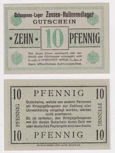 10 Pfennig Banknote Gefangenenlager Halbmondlager Zossen 1.Weltkrieg (159969)