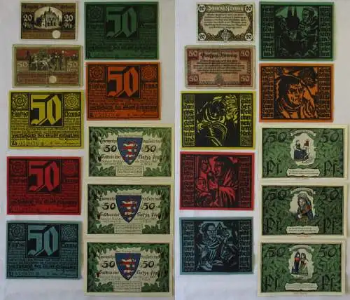 10 Banknoten Notgeld Stadt Erfurt Thüringen 1920/1921 (164529)