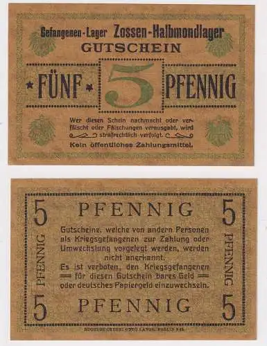 5 Pfennig Banknote Gefangenenlager Halbmondlager Zossen 1.Weltkrieg (155058)
