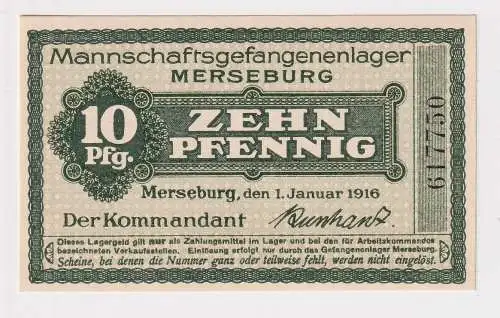 10 Pfennig Banknote Mannschaftsgefangenlager Merseburg 1.1.1916 (152962)