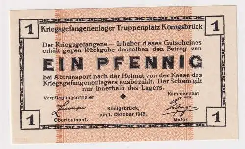 1 Pfennig Banknote Kriegsgefangenlager Truppenplatz Königsbrück 1915 (150578)