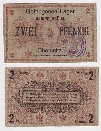 2 Pfennig Banknote Gefangenenlager Chemnitz 1.Weltkrieg (159603)