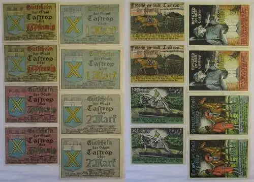2x 25,50 Pf 1, 2 Mark Banknote Notgeld Stadt Castrop 1921 (168860)