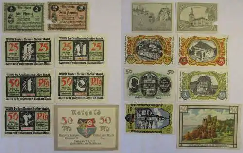 8 Banknoten Notgeld Stadt Treffurt an der Werra 1920/1921 (168864)
