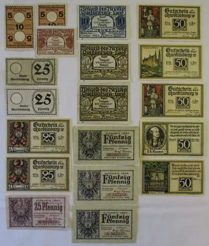 19 Banknoten Notgeld der Stadt Quedlinburg 1917-1922 (100835)