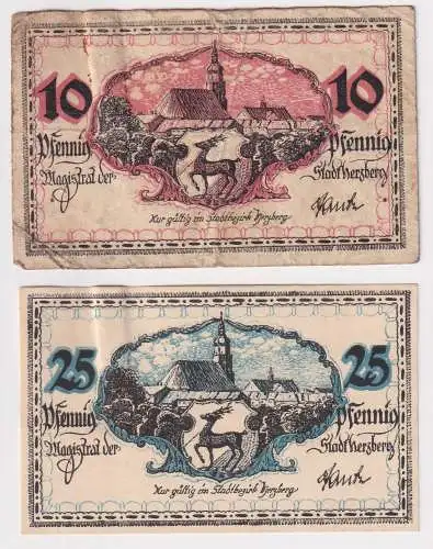10 und 25 Pfennig Banknoten Notgeld Stadt Herzberg o.D. (168891)